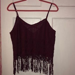 Maroon lacy crop top